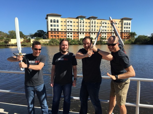 The same four of us, now armed