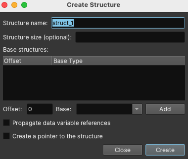Create Structure Dialog Box >