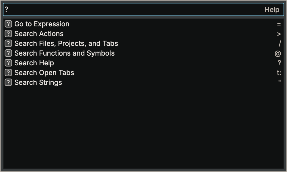 New features in the command palette >