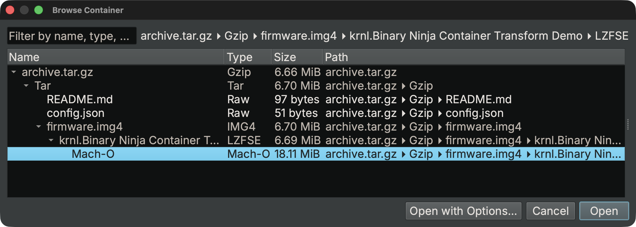 Updated Container Browser UI