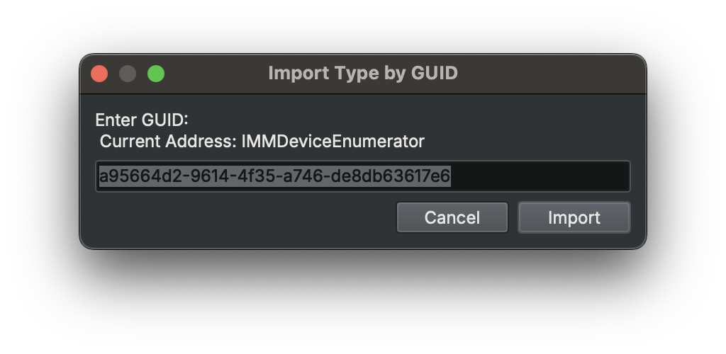 Import type by GUID
