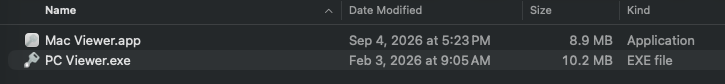 A provisioned Nexcopy drive showing only its Mac and Windows viewers