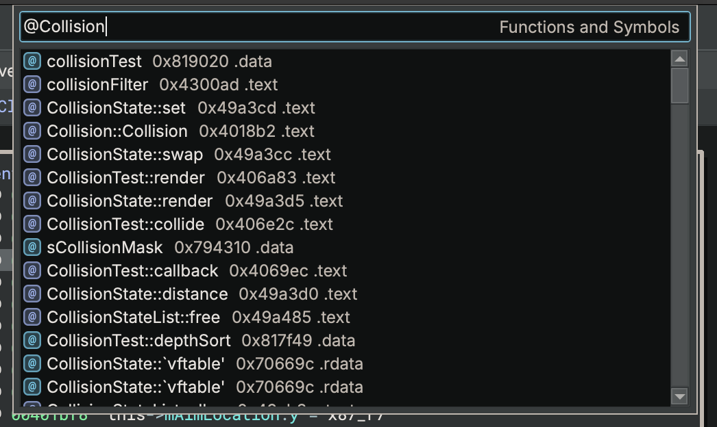 Search Functions and Symbols