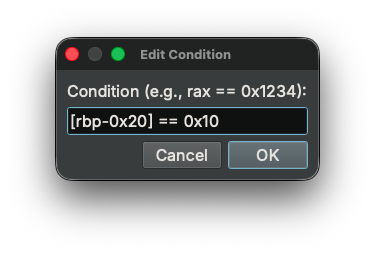 Edit condition dialog