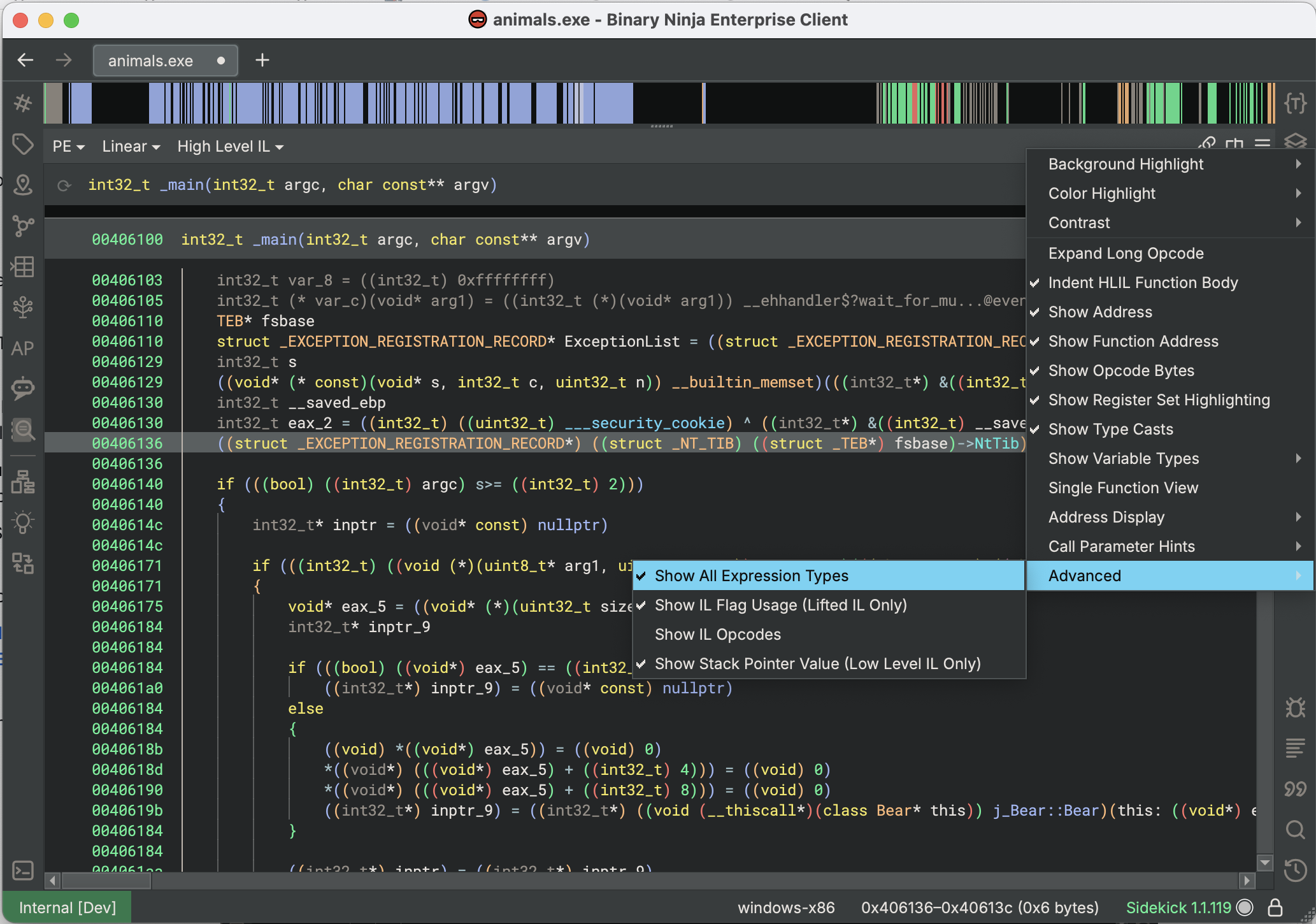 Enabling Show All Expression Types causes many more types to be rendered