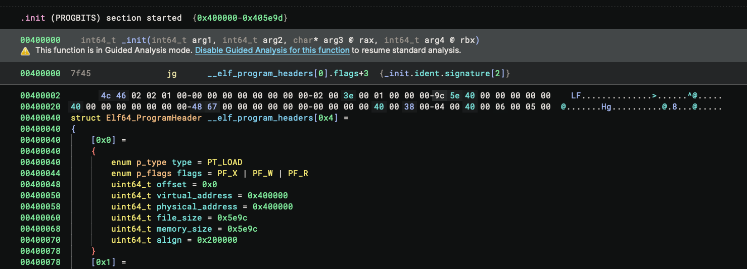 _init function overlaps ELF header