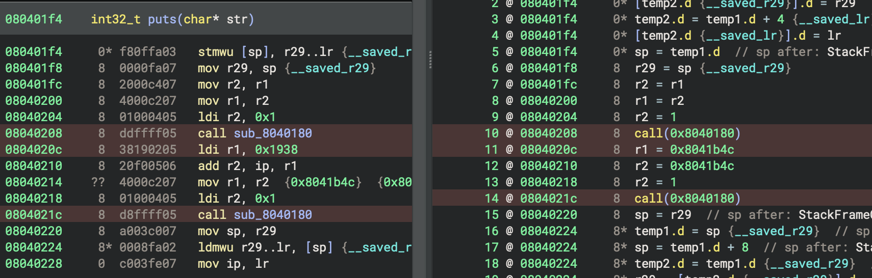 The ip-relative constant load is marked as variant now