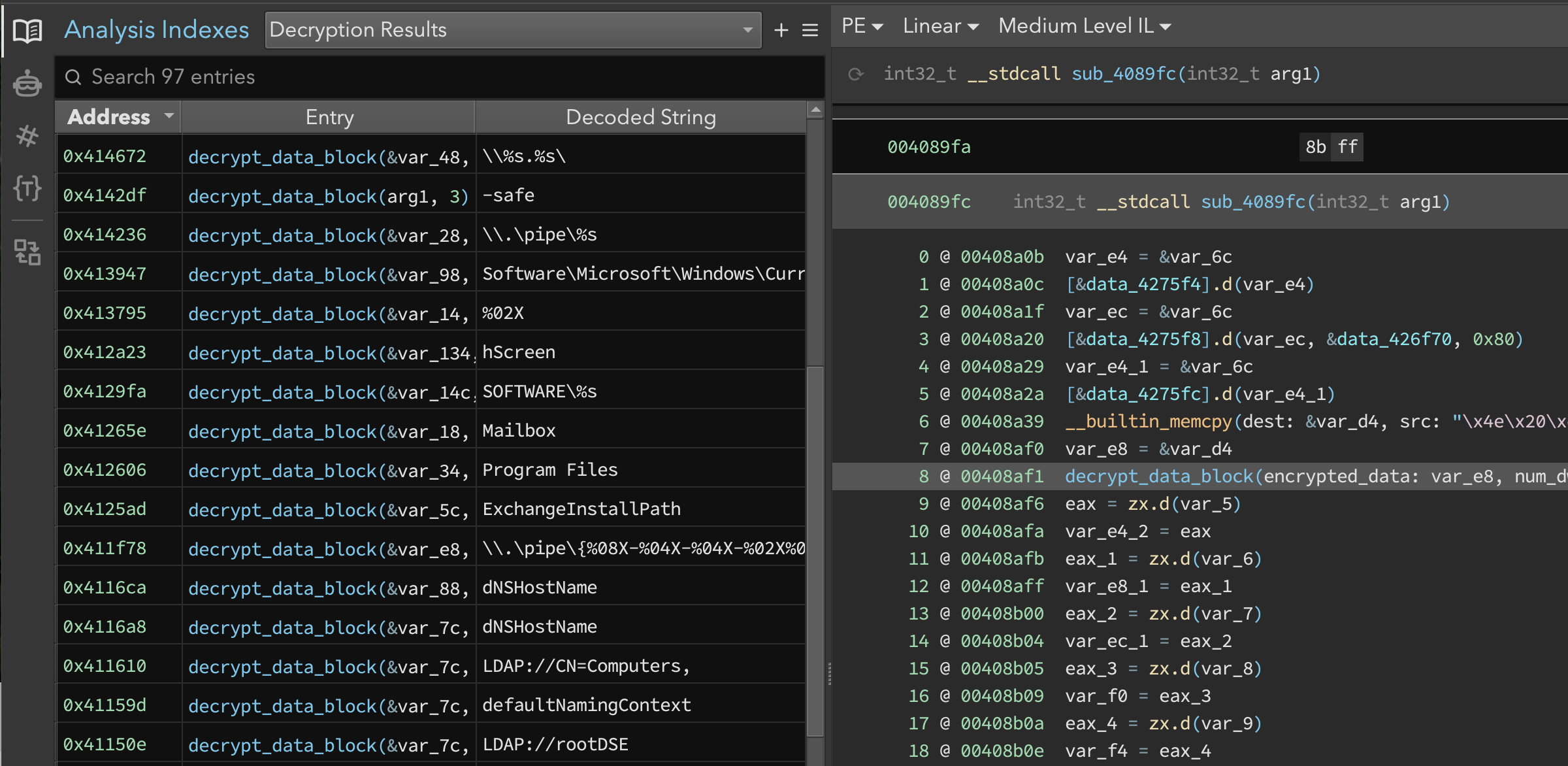 Decrypted Strings