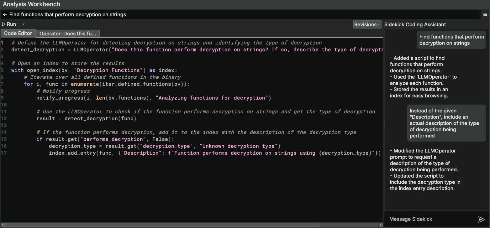 Analysis Workbench Describe Decryption Type