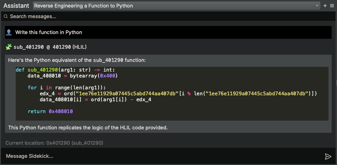 Assistant Convert Decryption Function to Python