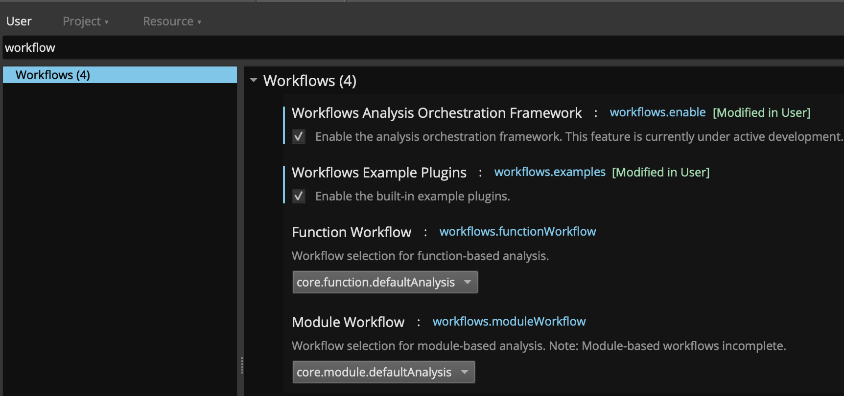 Workflow Settings