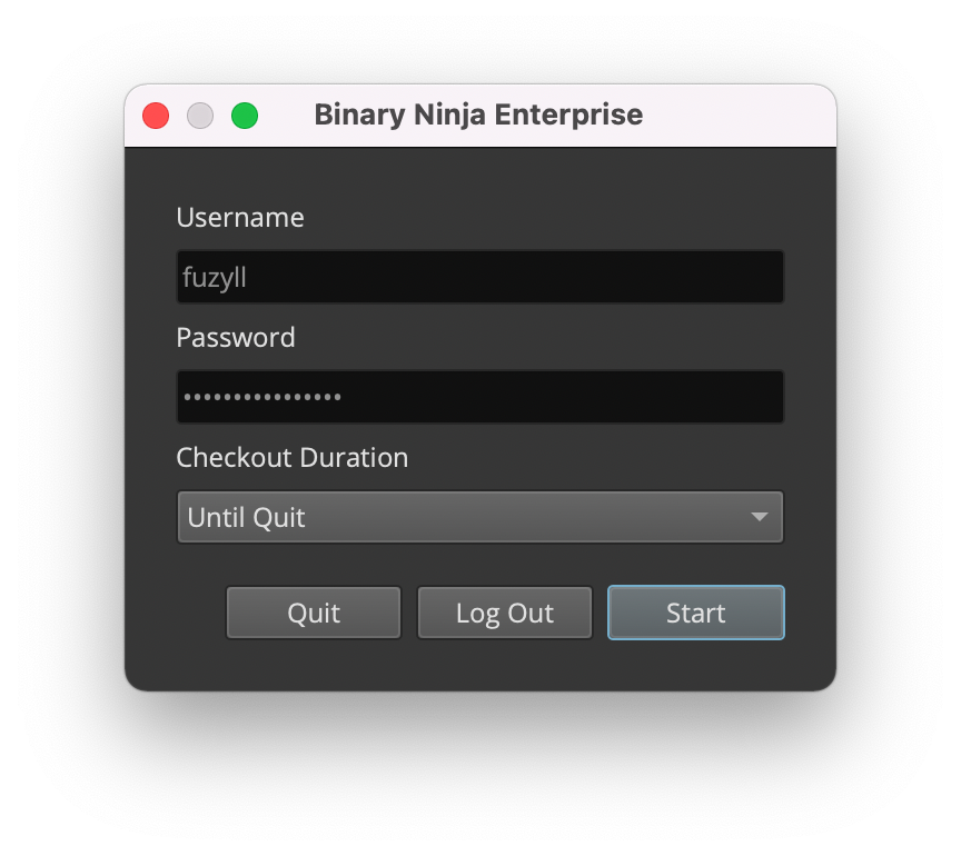 Server login dialog in Binary Ninja Enterprise